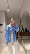 Mavi Geniş Kol Detaylı Oversize Gömlek