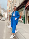 Mavi Gofreli Kapitone Pantolon