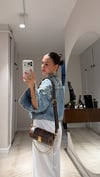 Mavi İnci Taş Detaylı Düğmeli Denim Ceket