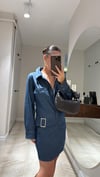 Mavi Kendinden Kemerli Denim Elbise