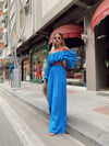 Mavi Madonna Yaka Keten Takım