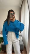 Mavi Mendil Yaka Triko Kazak