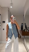 Mavi Ön Dantel Detaylı Denim Yelek