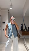 Mavi Ön Dantel Detaylı Denim Yelek