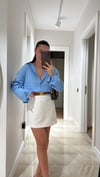 Mavi Ön Düğmeli Marka Model Keten Gömlek