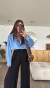 Mavi Oversize Poplin Gömlek