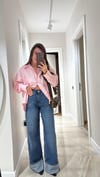 Mavi Paça Katlamalı Jean