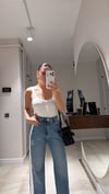 Mavi Paça Peluş Detaylı Şeritli Denim Pantolon