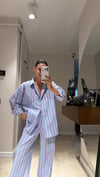 Mavi Pembe Çizgili  Ravi Poplin Gömlek 