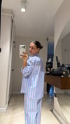 Mavi Pembe Çizgili  Ravi Poplin Gömlek 