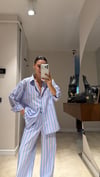 Mavi Pembe Çizgili  Ravi Poplin Gömlek 