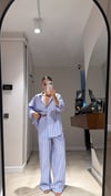 Mavi Pembe Çizgili Ravi Poplin Pantolon