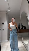 Mavi Şerit Püskül Detaylı Denim Pantolon