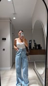 Mavi Şerit Püskül Detaylı Denim Pantolon