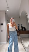 Mavi Şerit Püskül Detaylı Denim Pantolon