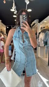 Mavi Sırt Dekolteli Marka Model Kot Elbise 