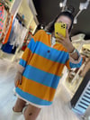 Mavi Turuncu Polo Yaka Çizgili Sweat 