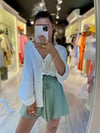 Mint Yeşili Beli Lastikli Etek Sort