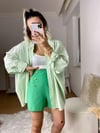 Mint Yeşili Düşük Omuzlu Oversize Gömlek