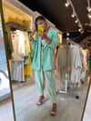 Mint Yeşili Paça Pileli Pantolon