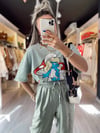 Mint Yeşili Şirine Baskılı Eskitme Tshirt