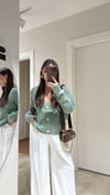 Mint Yeşili Üç Düğmeli Triko Hırka 