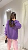 Mor Ayıcık Baskılı Yazılı Sweat 