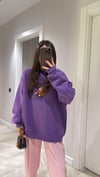 Mor Ayıcık Baskılı Yazılı Sweat 