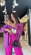 Mor Oversize Tensel Gömlek