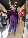 Mor Renk Paça Düğmeli Şalvar Pantolon