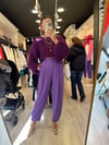 Mor Renk Paça Düğmeli Şalvar Pantolon