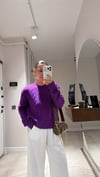 Mor Saç Örgü Detyalı Triko Kazak