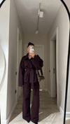 Mürdüm Arka Cepli Bol Paça Denim Pantolon
