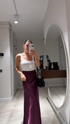 Mürdüm Bel Lastikli Uzun Saten Etek
