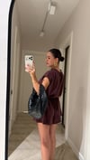 Mürdüm Beli Lastikli Şort Tulum