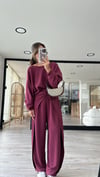 Bordo Ön Düğüm Detaylı Modal Pantolon