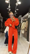 Nar Çiçeği Beli Lastikli Modal Kumaş Bol Paça Pantolon