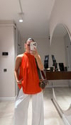Nar Çiçeği Halter Yaka Astarlı Şifon Bluz