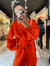 Nar Çiçeği Kolları Pileli Crop Bluz