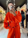 Nar Çiçeği Kolları Pileli Crop Bluz