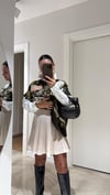 Naturel Beli Lastikli Pileli Mini Etek