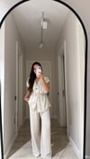 Naturel Yandan Bağlamalı Pantolon Takım 