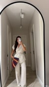 Naturel Yandan Bağlamalı Pantolon Takım 