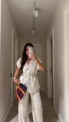 Naturel Yandan Bağlamalı Pantolon Takım 