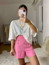 Neon Pembe Gold Düğmeli Şort
