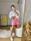 Neon Pembe Gold Düğmeli Şort