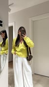Neon Sarı Üç Düğmeli Triko Hırka 