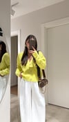 Neon Sarı Üç Düğmeli Triko Hırka 