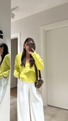 Neon Sarı Üç Düğmeli Triko Hırka 