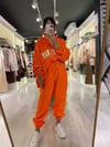 Neon Turuncu Baskılı Fermuarlı Takım